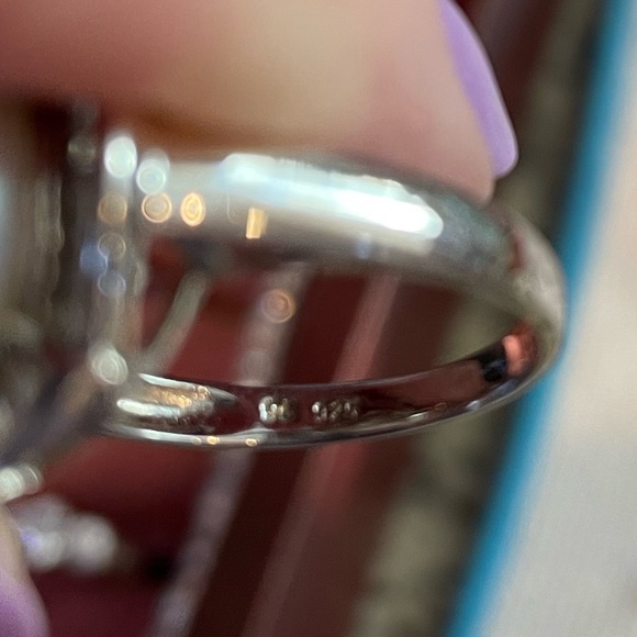 Honora white Pearl ballerina ring set with and Diamonique baguette stones in SS - Picture 5 of 6